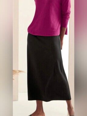 Eileen Fisher Black Midi Skirt L